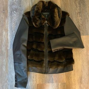 INC faux fur and faux leather jacket
